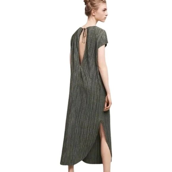 Sabina Musayev Renaissance Dress Size XS Green Textured Relaxed Fit Keyhole Midi - Picture 2 of 13